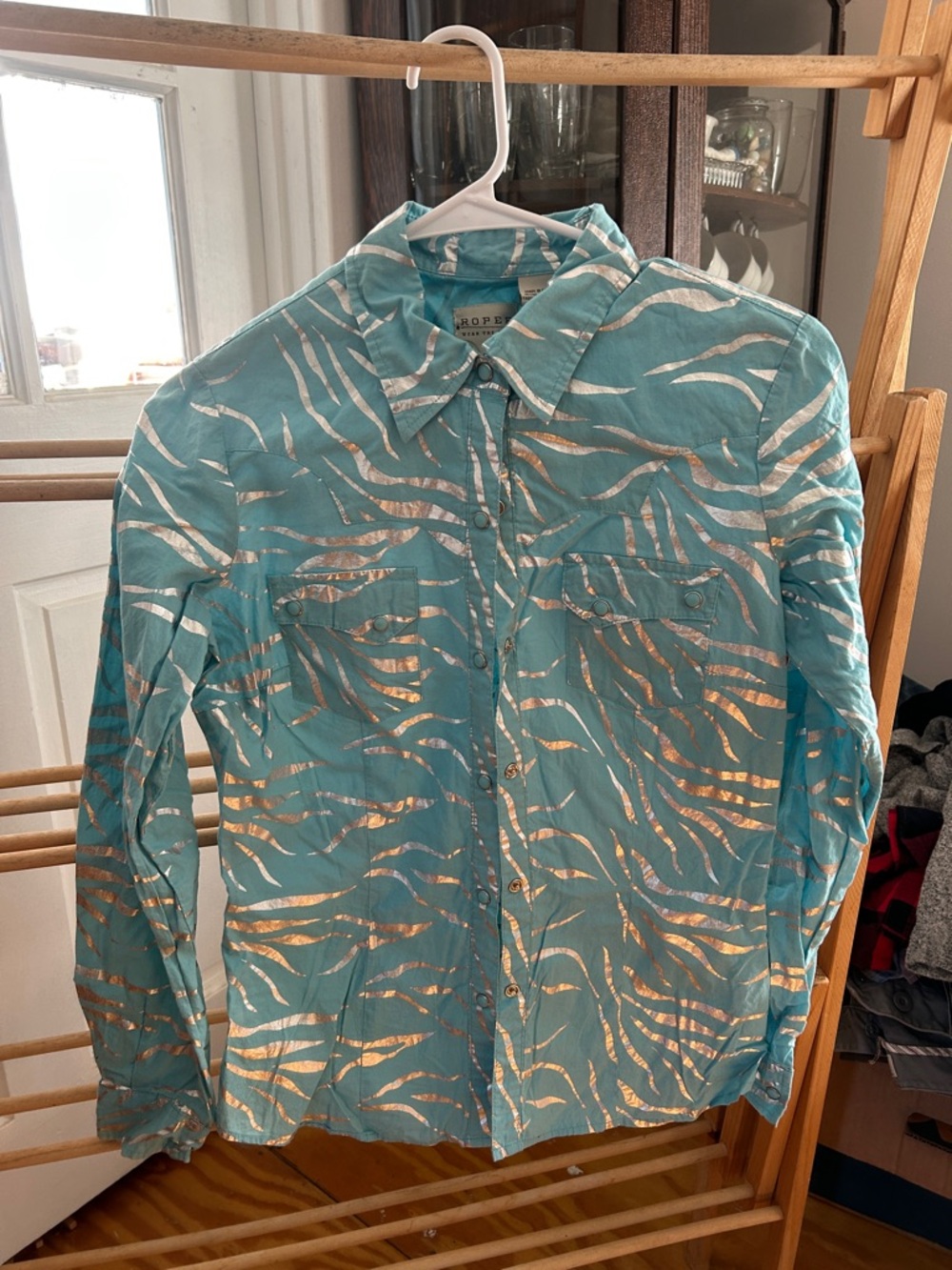 Roper Teal Shirt Jacket with Metallic Zebra Stripes